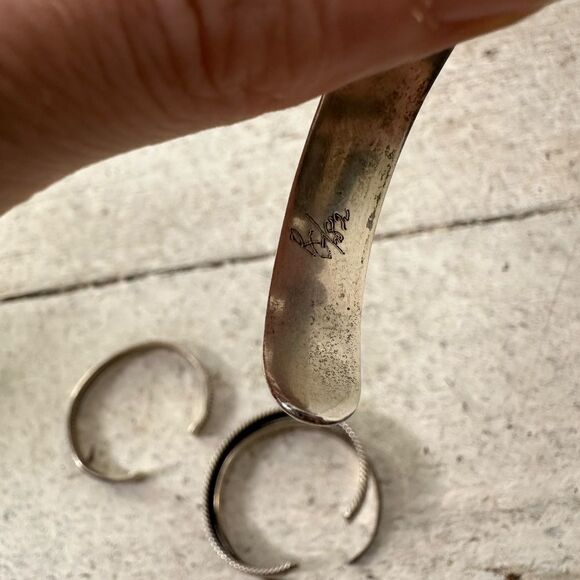 Vintage Lot Of 4 Solid Sterling Cuff Bracelets - Picture 8 of 14